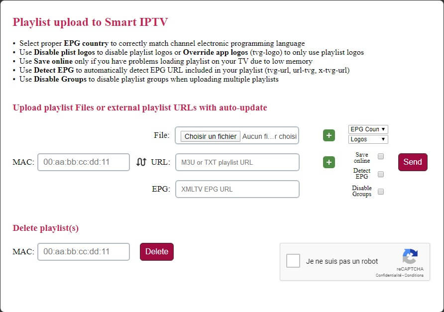 Playlist upload to Smart IPTV