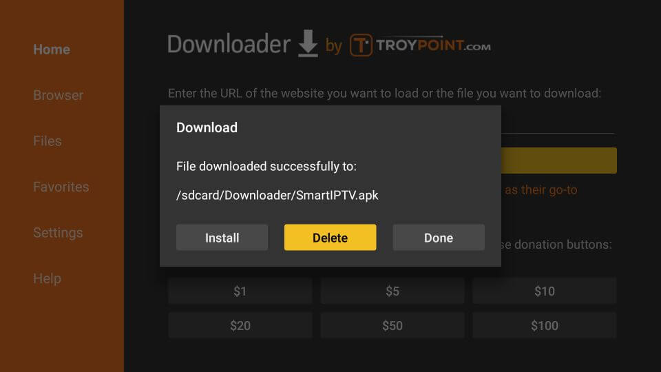 Smart IPTV Installed - Click Delete now